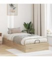 vidaXL Ottoman Bed Frame Sonoma Oak 203 x 90 x 25 cm Engineered Wood — Size: 90 x 200 cm
