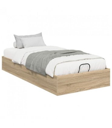 vidaXL Ottoman Bed Frame Sonoma Oak 203 x 90 x 25 cm Engineered Wood — Size: 90 x 200 cm