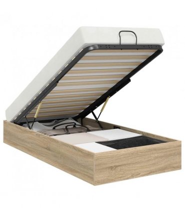 vidaXL Ottoman Bed Frame Sonoma Oak 203 x 90 x 25 cm Engineered Wood — Size: 90 x 200 cm