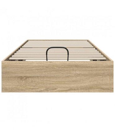 vidaXL Ottoman Bed Frame Sonoma Oak 203 x 90 x 25 cm Engineered Wood — Size: 90 x 200 cm