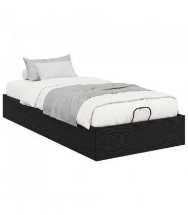 vidaXL Ottoman Bed Frame Black Oak 203 x 90 x 25 cm Engineered Wood — Size: 90 x 200 cm