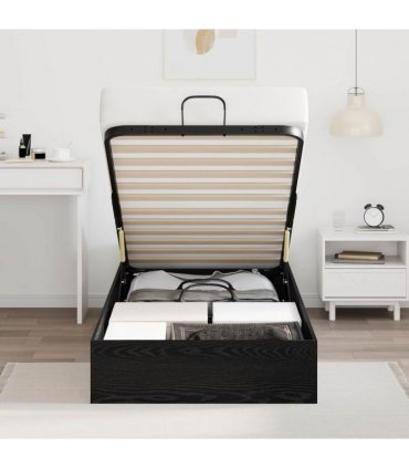 vidaXL Ottoman Bed Frame Black Oak 203 x 90 x 25 cm Engineered Wood — Size: 90 x 200 cm