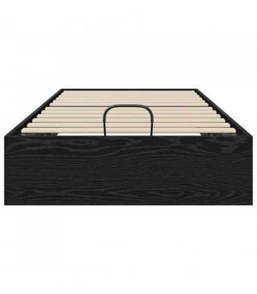 vidaXL Ottoman Bed Frame Black Oak 203 x 90 x 25 cm Engineered Wood — Size: 90 x 200 cm
