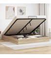 vidaXL Ottoman Bed Frame Sonoma Oak 203 x 180 x 25 cm Engineered Wood — Size: 180 x 200 cm
