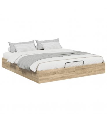 vidaXL Ottoman Bed Frame Sonoma Oak 203 x 180 x 25 cm Engineered Wood — Size: 180 x 200 cm