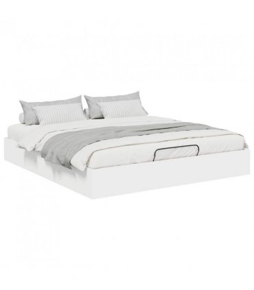 vidaXL Ottoman Bed Frame White 203 x 160 x 25 cm Engineered Wood — Size: 160 x 200 cm