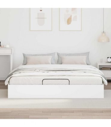 vidaXL Ottoman Bed Frame White 203 x 160 x 25 cm Engineered Wood — Size: 160 x 200 cm