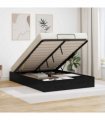 vidaXL Ottoman Bed Frame Black Oak 203 x 140 x 25 cm Engineered Wood — Size: 140 x 200 cm