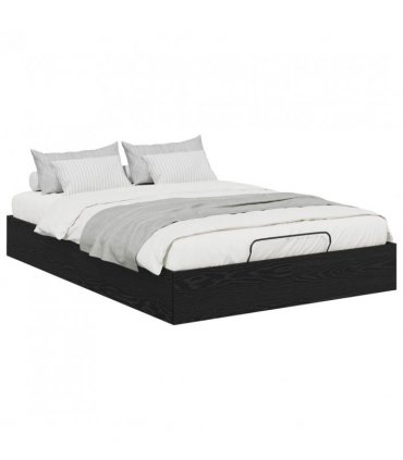 vidaXL Ottoman Bed Frame Black Oak 203 x 140 x 25 cm Engineered Wood — Size: 140 x 200 cm