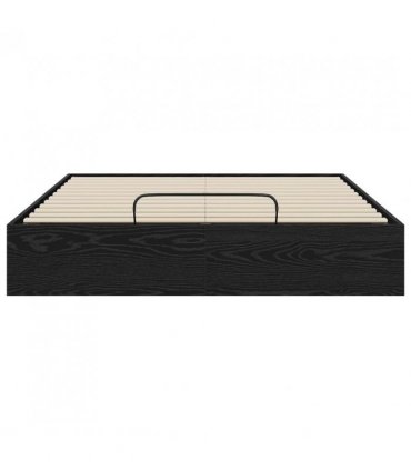 vidaXL Ottoman Bed Frame Black Oak 203 x 140 x 25 cm Engineered Wood — Size: 140 x 200 cm
