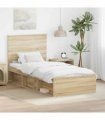 vidaXL Bed Frame with Headboard Sonoma 100 x 200 cm Solid Pine Wood — Colour: Sonoma oak