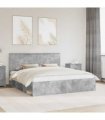 vidaXL Bed Frame with Headboard Concerte 180 x 200 cm Solid Pine Wood — Colour: Concrete grey