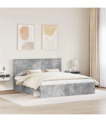 vidaXL Bed Frame with Headboard Concerte 180 x 200 cm Solid Pine Wood — Colour: Concrete grey