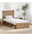 vidaXL Bed Frame Artisian Oak 90 x 200 cm Solid Pine Wood — Colour: Artisan oak