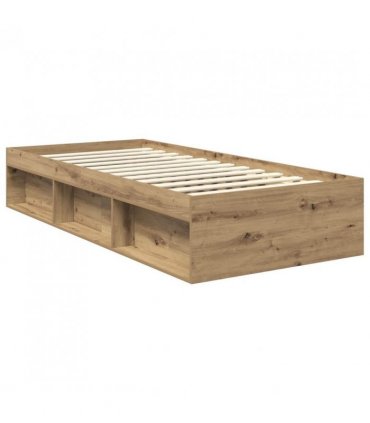 vidaXL Bed Frame Artisian Oak 90 x 200 cm Solid Pine Wood — Colour: Artisan oak