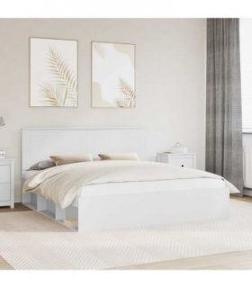 vidaXL Bed Frame with Headboard White 200 x 200 cm Solid Pine Wood — V0672006909