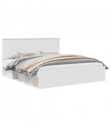 vidaXL Bed Frame with Headboard White 200 x 200 cm Solid Pine Wood — V0672006909