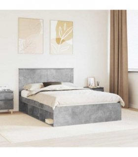 vidaXL Bed Frame with Headboard Concerte 160 x 200 cm Solid Pine Wood — Colour: Concrete grey