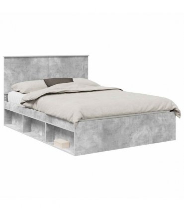 vidaXL Bed Frame with Headboard Concerte 160 x 200 cm Solid Pine Wood — Colour: Concrete grey