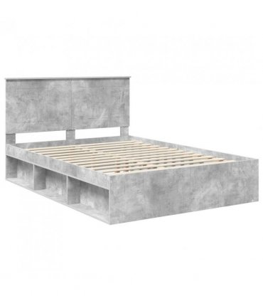 vidaXL Bed Frame with Headboard Concerte 160 x 200 cm Solid Pine Wood — Colour: Concrete grey