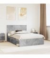vidaXL Bed Frame with Headboard Concerte 140 x 200 cm Solid Pine Wood — Colour: Concrete grey