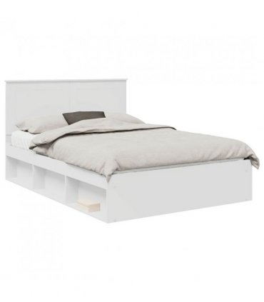 vidaXL Bed Frame with Headboard White 150 x 200 cm Solid Pine Wood — V0672006930