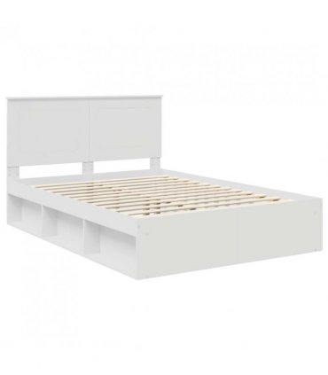 vidaXL Bed Frame with Headboard White 150 x 200 cm Solid Pine Wood — V0672006930