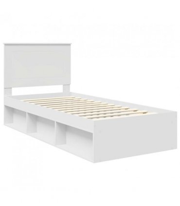 vidaXL Bed Frame with Headboard White 100 x 200 cm Solid Pine Wood — V0672006943