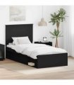 vidaXL Bed Frame with Headboard Black 90 x 190 cm Solid Pine Wood