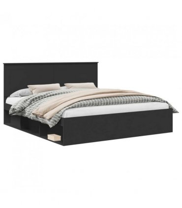 vidaXL Bed Frame with Headboard Black 180 x 200 cm Solid Pine Wood
