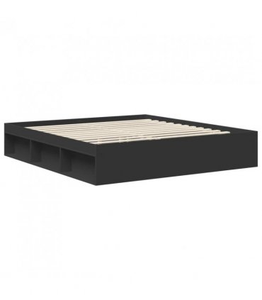 vidaXL Bed Frame with Headboard Black 180 x 200 cm Solid Pine Wood