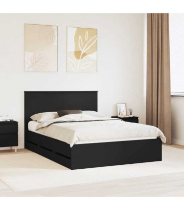 vidaXL Bed Frame with Drawer Black 160 x 200 cm Engineer Wood