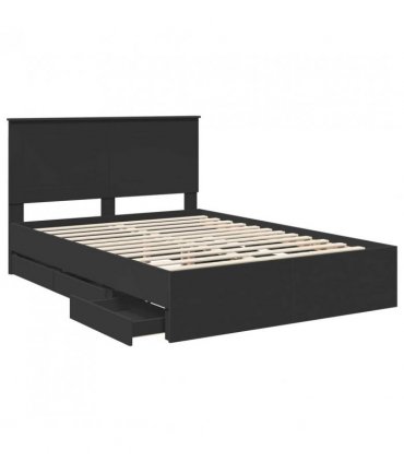 vidaXL Bed Frame with Drawer Black 160 x 200 cm Engineer Wood