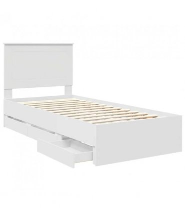 vidaXL Bed Frame with Drawer White 75 x 190 cm Engineer Wood
