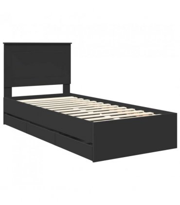 vidaXL Bed Frame with Drawer Black 100 x 200 cm Engineer Wood
