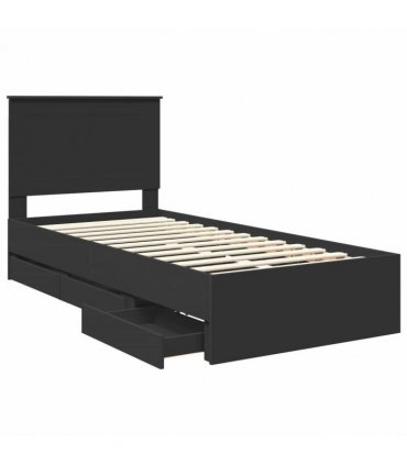 vidaXL Bed Frame with Drawer Black 100 x 200 cm Engineer Wood