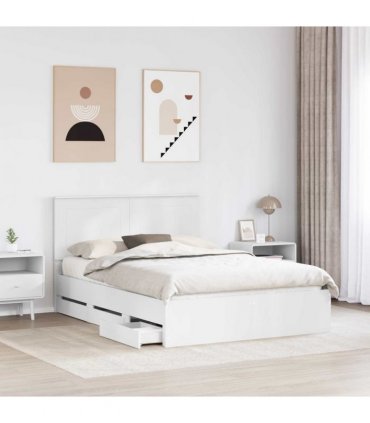 vidaXL Bed Frame with Drawer White 150 x 200 cm Engineer Wood