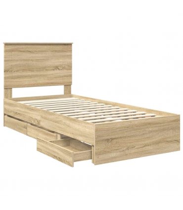 vidaXL Bed Frame with Drawer Sonoma Oak 75 x 190 cm Engineer Wood — V0672007005