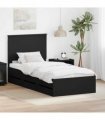 vidaXL Bed Frame with Drawer Black 90 x 200 cm Engineer Wood