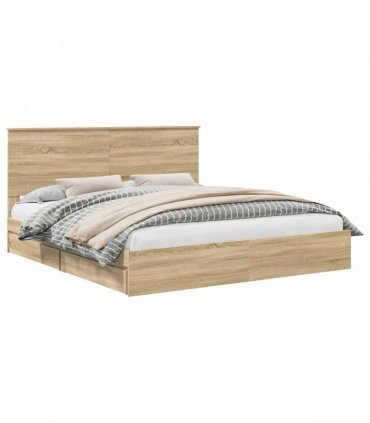 vidaXL Storage Bed with Drawer Sonoma Oak 180 x 200 cm Engineered Wood — V0672007089