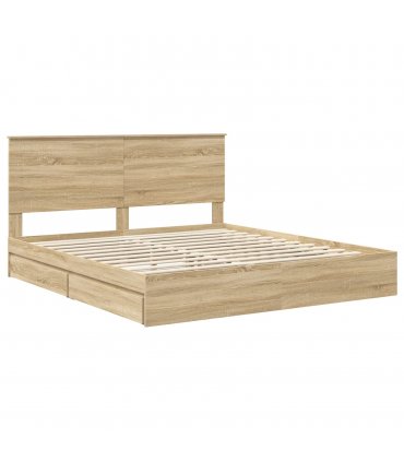 vidaXL Storage Bed with Drawer Sonoma Oak 180 x 200 cm Engineered Wood — V0672007089