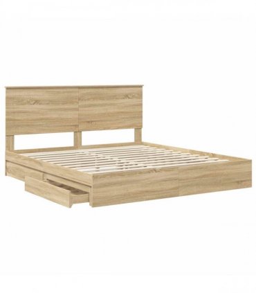 vidaXL Storage Bed with Drawer Sonoma Oak 180 x 200 cm Engineered Wood — V0672007089