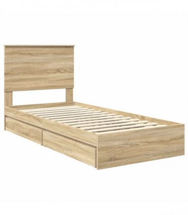 vidaXL Storage Bed with Drawer Sonoma Oak 90 x 200 cm Engineered Wood