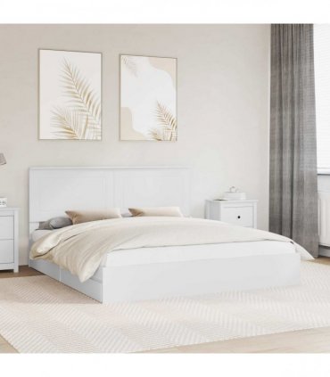 vidaXL Storage Bed with Headboard White 180 x 200 cm Engineered Wood — V0672007120