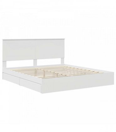 vidaXL Storage Bed with Headboard White 180 x 200 cm Engineered Wood — V0672007120