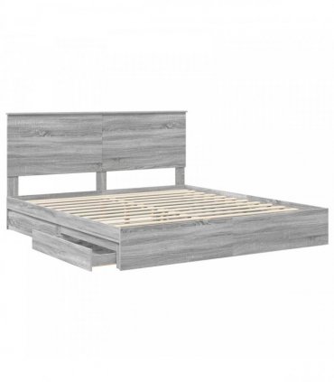 vidaXL Storage Bed Grey Sonoma 180 x 200 cm Engineered Wood
