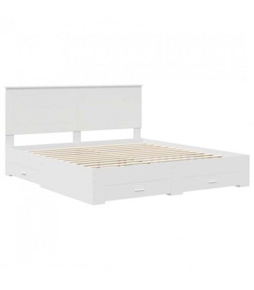 vidaXL Bed Frame with Headboard White 180 x 200 cm Engineered Wood — V0672007140
