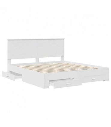 vidaXL Bed Frame with Headboard White 180 x 200 cm Engineered Wood — V0672007140