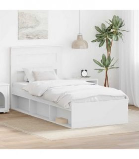 vidaXL Bed Frame with Headboard White 100 x 200 cm Solid Pine Wood — V0672007220