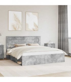 vidaXL Bed Frame with Headboard Concerte 180 x 200 cm Solid Pine Wood — Colour: Concrete grey — V0672007223